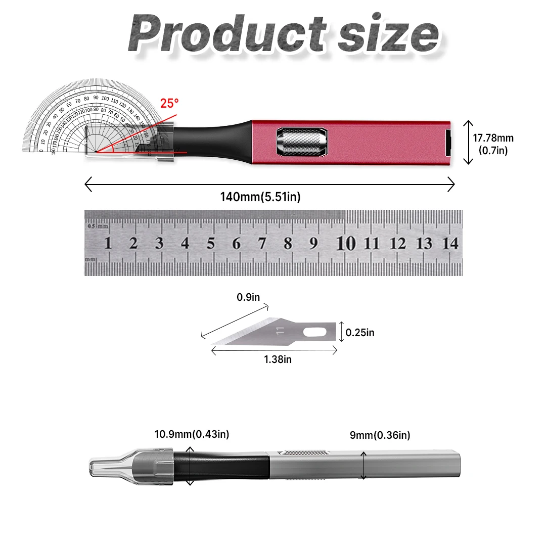 Scimaker HKA51 Precision Craft Knife with Blade Storage - Exacto Knife Hobby Knife with 5 Extra #11 Blades for Crafting DIY
