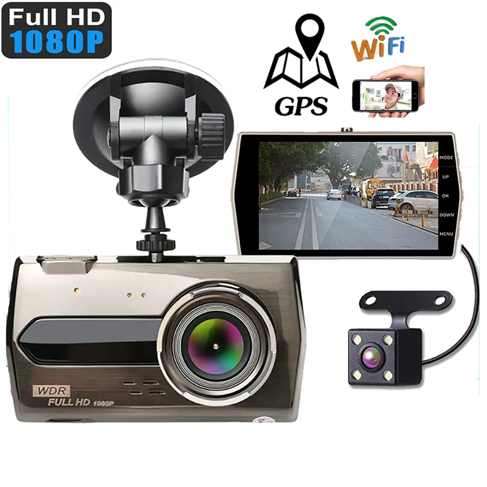 Dash Cam WiFi GPS Car DVR 1080P HD Car Video Recorder Rear View Reversing Car Camera Vehicle Black Box Car Accessories Dashcam