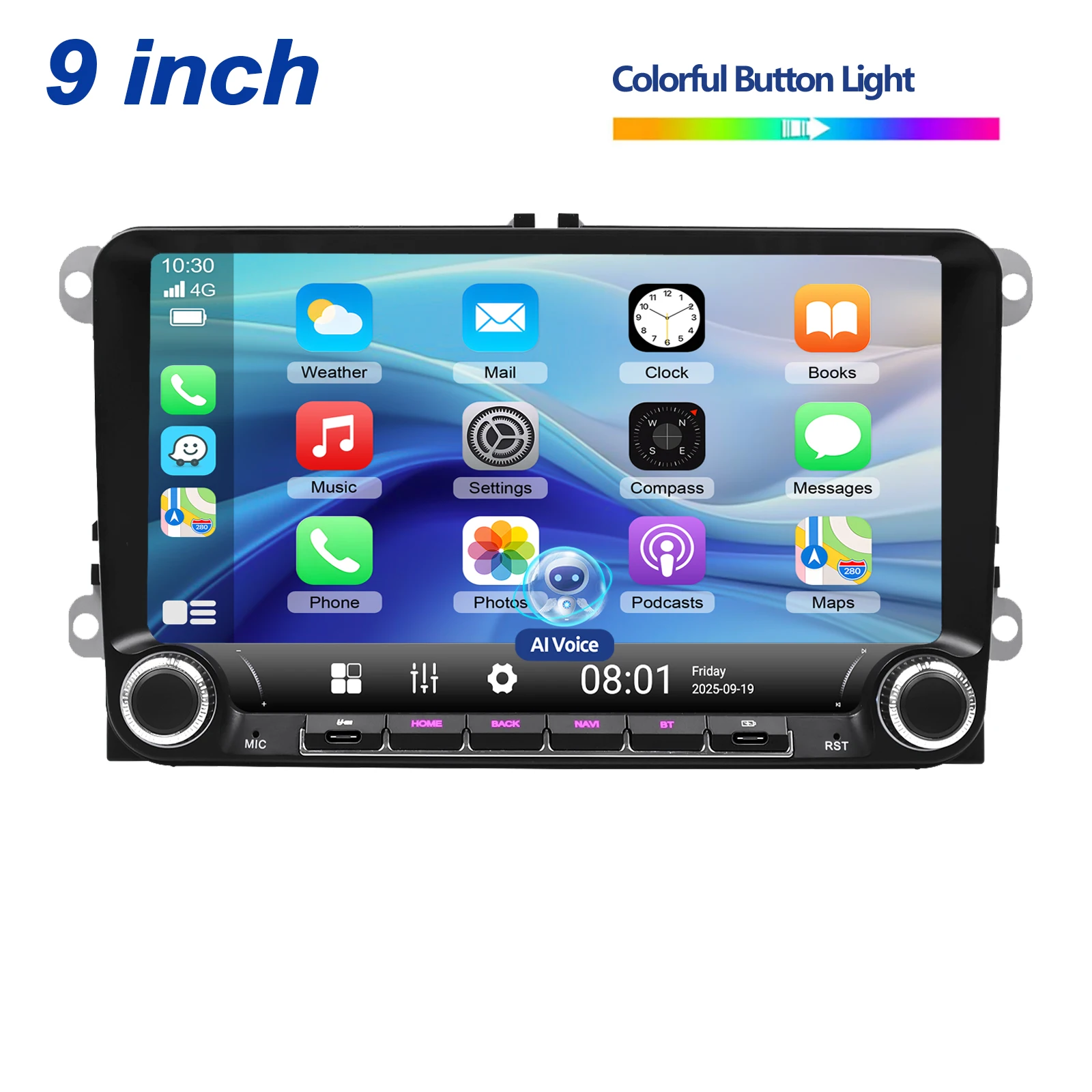 ESSGOO 7" Android 15 4+64G für VW Touran Polo Caddy EOS Tiguan 6R Passat Jetta Golf Rabbit T5 Sharan Autoradio mit kabellosem Carplay, Android Auto, GPS-Navigation, FM, BT, WiFi, RDS, SWC,