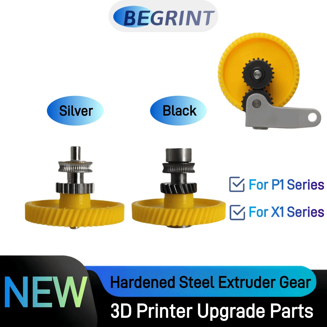 Upgrade Hardened Steel Extruder Gear Assembly For Bambu Lab P1S P1P X1 Carbon X1C 3D Printer Nickel Plating Wear-resisting