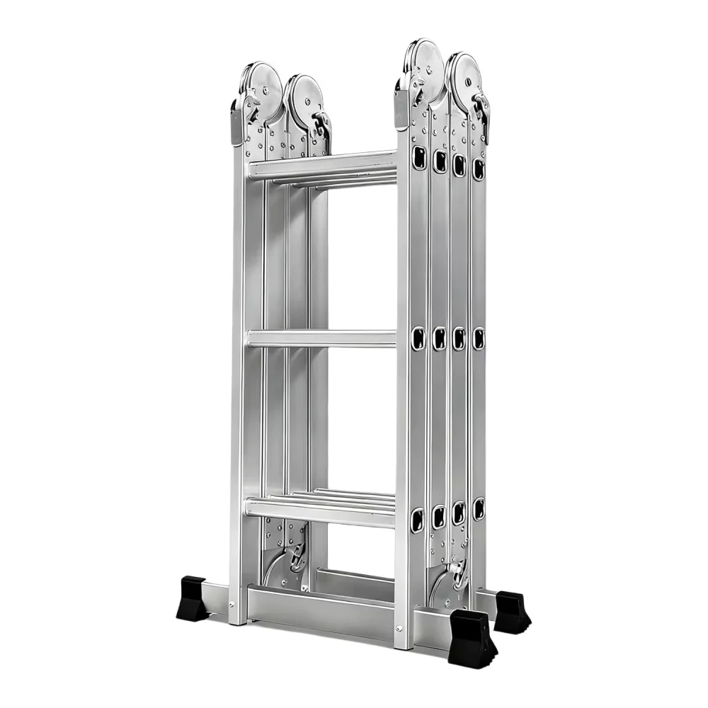 4×3 multifunctionele ladder, 7in1 multifunctionele 350 cm aluminium vouwladder met 2 wielen, 12 treden, huishoudladder, belastbaar tot 150 kg