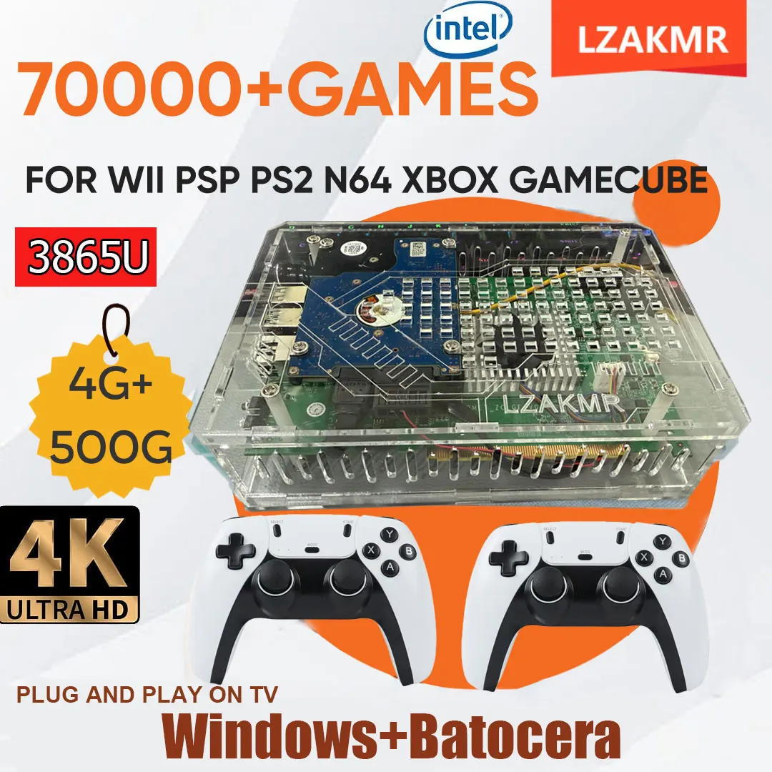 Retro U9 PRO Game Console 500GB Gaming HDD Window+Batocera 3865U 70000+Games For Wii PS2 XBOX PSP GameCube N64 Wireless Handle