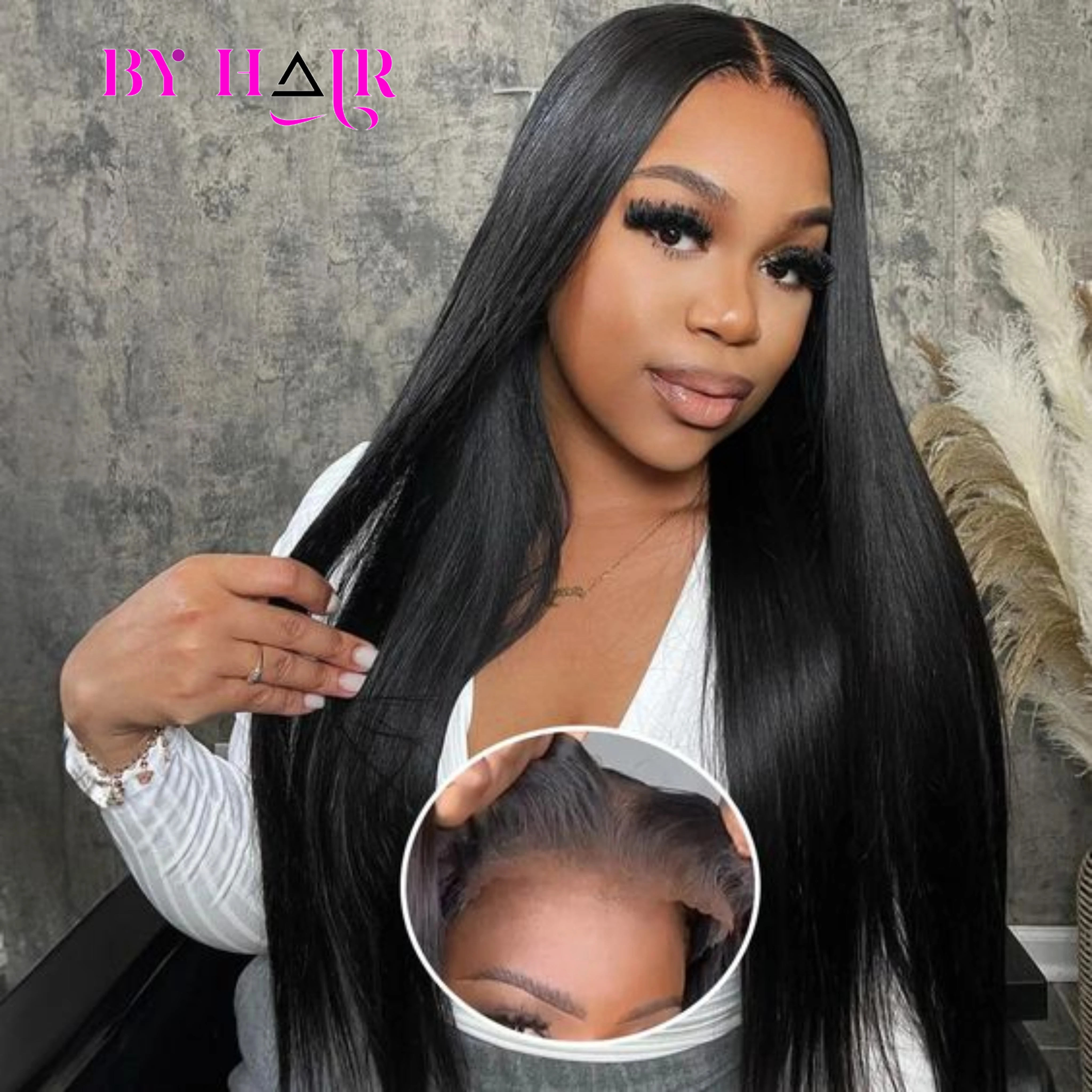 Glueless Straight 4x4 Lace Closure Pre Cut Lace Wig 100% Brazilian Human Hair Transparent Lace Wigs Easy Wear Glueless Wigs 180%