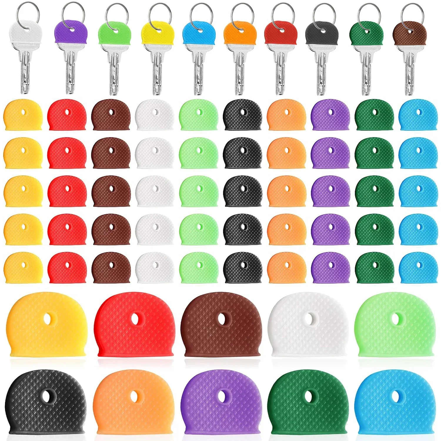 Capuchons de clés colorés en caoutchouc souple, 10 à 50 pièces, couvercles d'identification de clés, étiquettes de protection, organisateur, silencieux, accessoires de clés