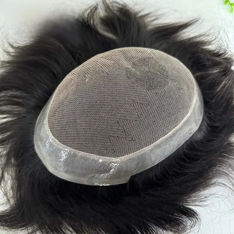 Australië Basis Kant Pu Toupet Mannen Capillaire Prothese Franse Kant Pruik Voor Mannen Indian Human Hair Man Pruik Mannelijke Haar Systeem Eenheid - afbeelding 2