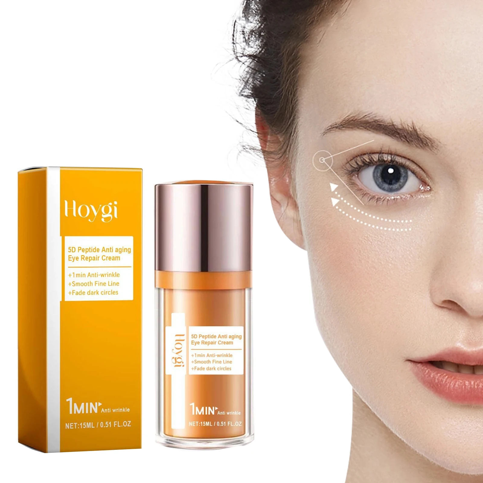 Hoygi 15ml 5d Peptide Repairing Eye Cream Anti Wrinkle Moisturizing Anti Dark Circles Firm Eye Bags Puffiness Remover Eye Cream