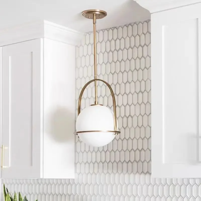 Złota lampa wisząca Somerset lampa wisząca szklana kula żyrandol wisiorek światło do jadalni E27 wisząca lampa kuchnia salon — 2