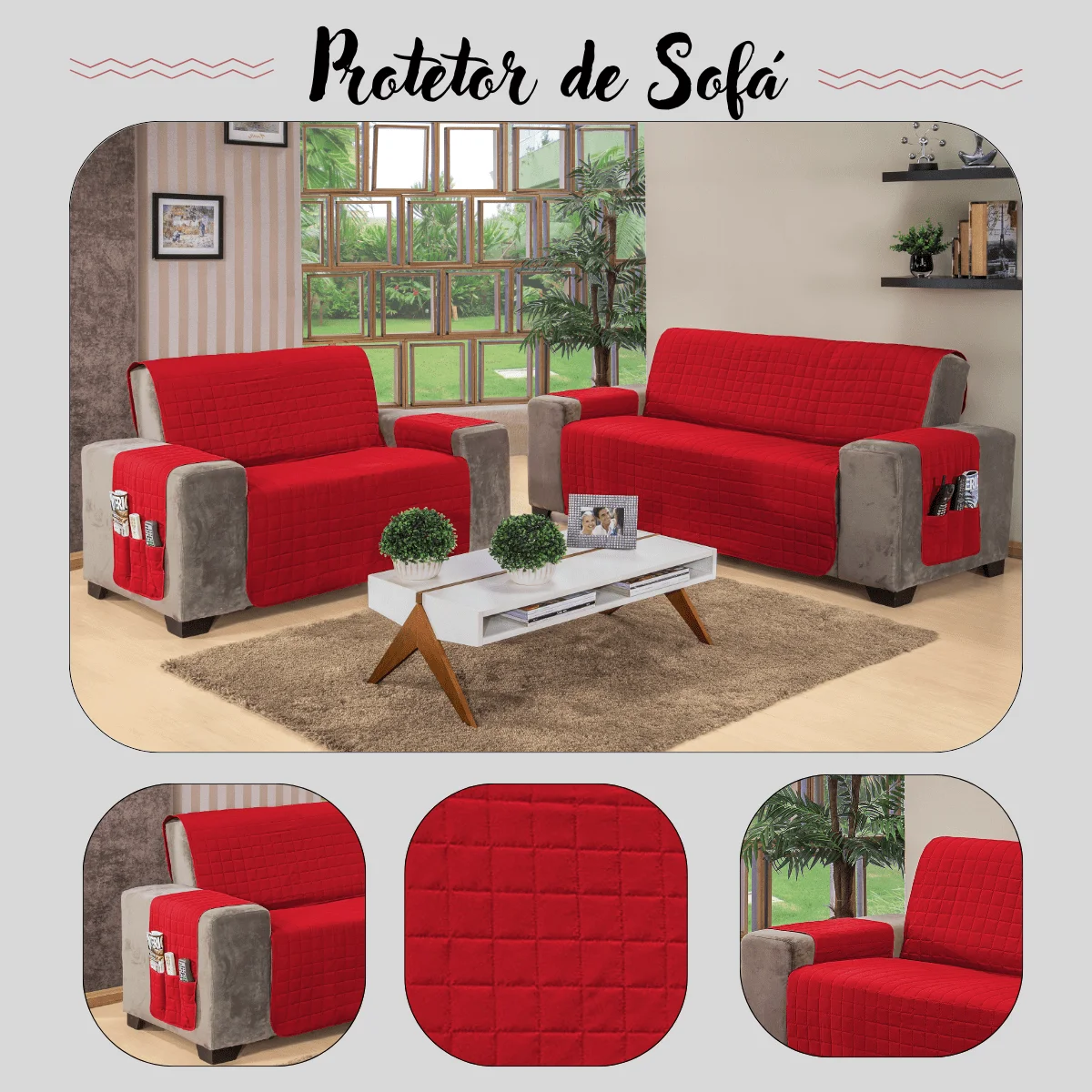Matured Sofa Protector-2 And 3 Places-Red