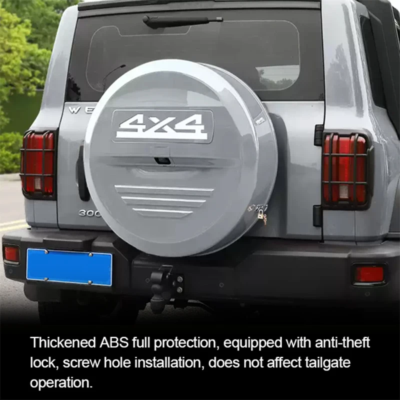 For GWM Tank 300 Spare Tire Cover Thickened ABS Waterproof Rear Spare Tire Wheel Cover Car Accessories Off-road Modification