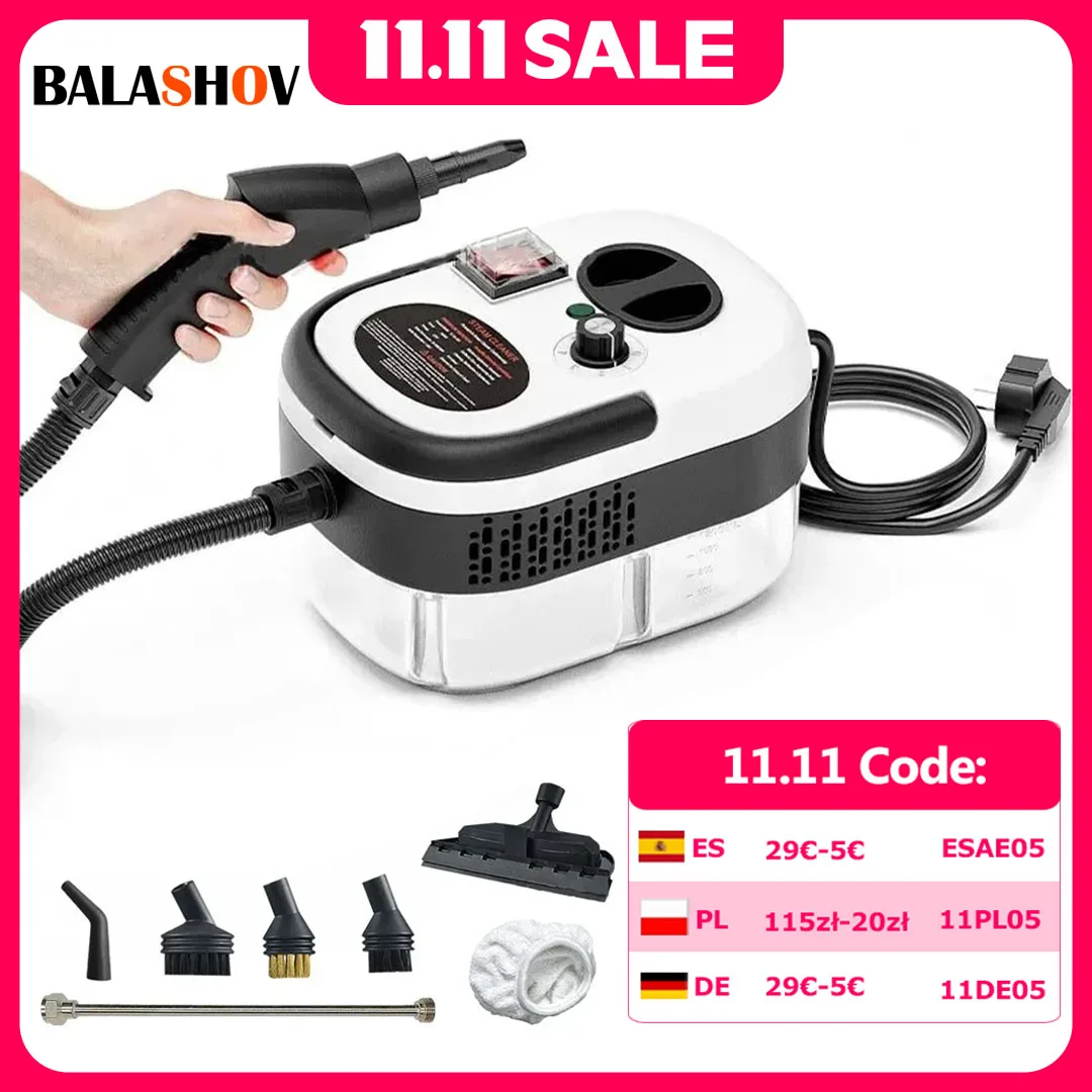 Nettoyeur à vapeur portatif 2500W, climatiseur haute et température, hotte de cuisine, Machine de nettoyage à vapeur pour voiture, nettoyage des sols et plus encore