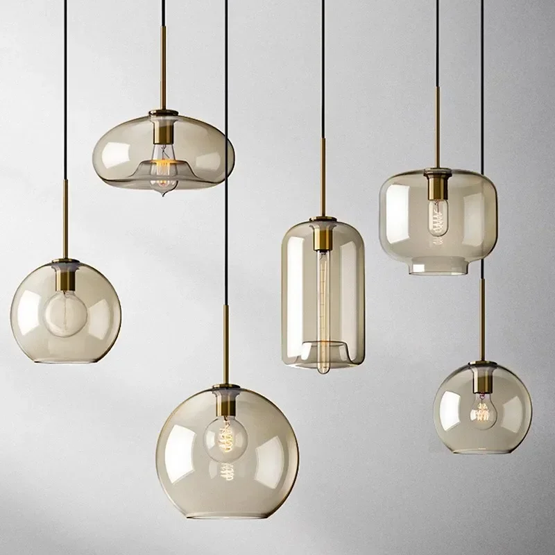 Moderne Hangende Loft Glazen Glans Hanglamp Nordic Industrial Decor Verlichting Armaturen E27/E26 Voor Keuken Restaurant Lamp - afbeelding 2