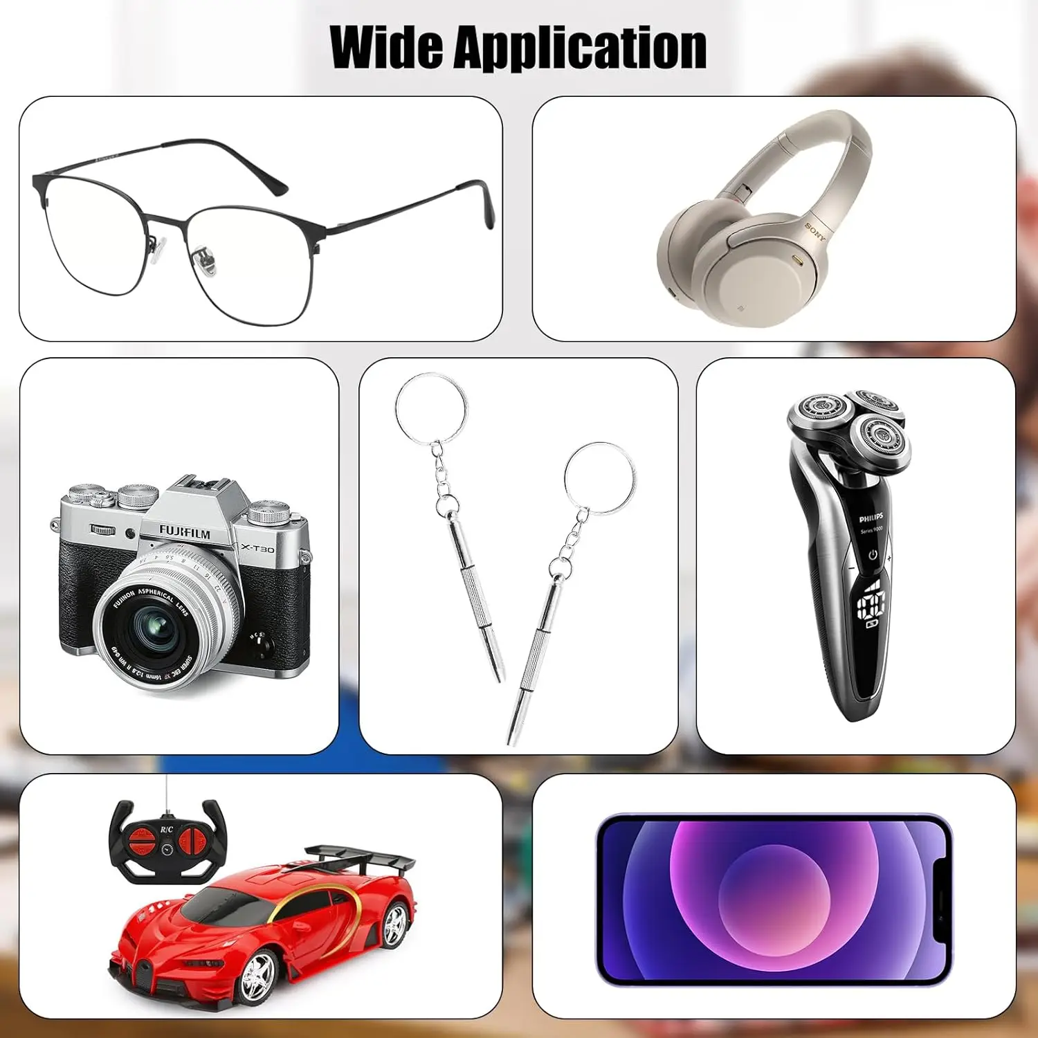 100 Pieces 3 in 1 Precision Eyeglass Cellphone Watch Screwdriver Repair Kit Mini Keychain Glass Eyewear Repair Tool