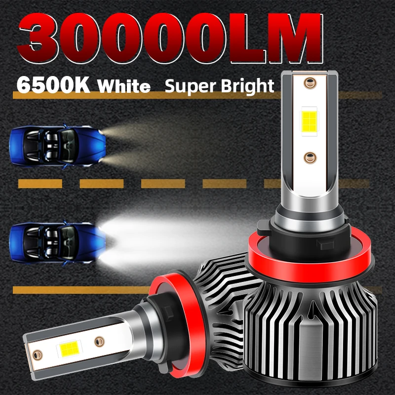 

H11 H13 Автомобильная фара H1 H3 H4 H7 Светодиодная лампа 9005 HB3 9006 HB4 9007 9012 Фара plug&play 30000LM 6500K Супер яркий турбовентилятор