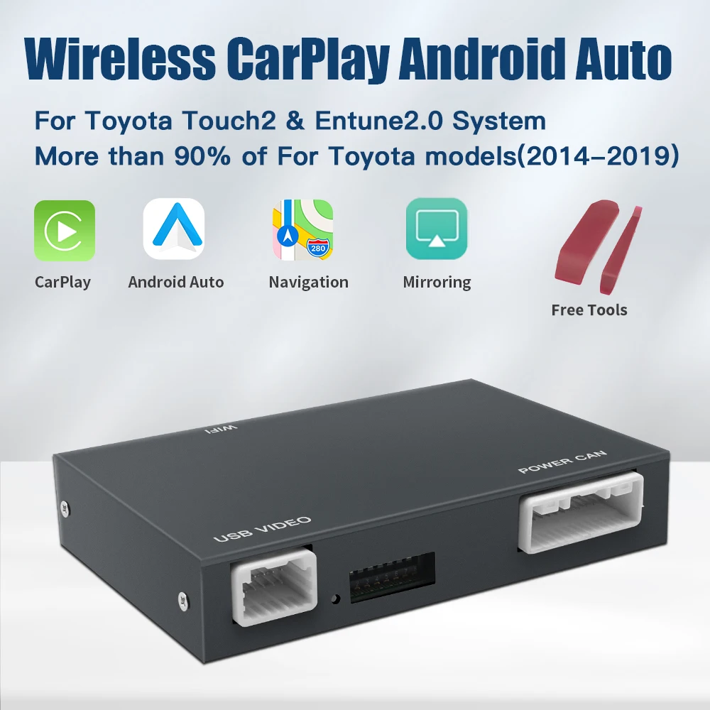 Wireless Apple Carplay Android Auto For Toyota RAV4 Corolla Tacoma Camry CHR Tundra Highlander 4Runner multimedi decode