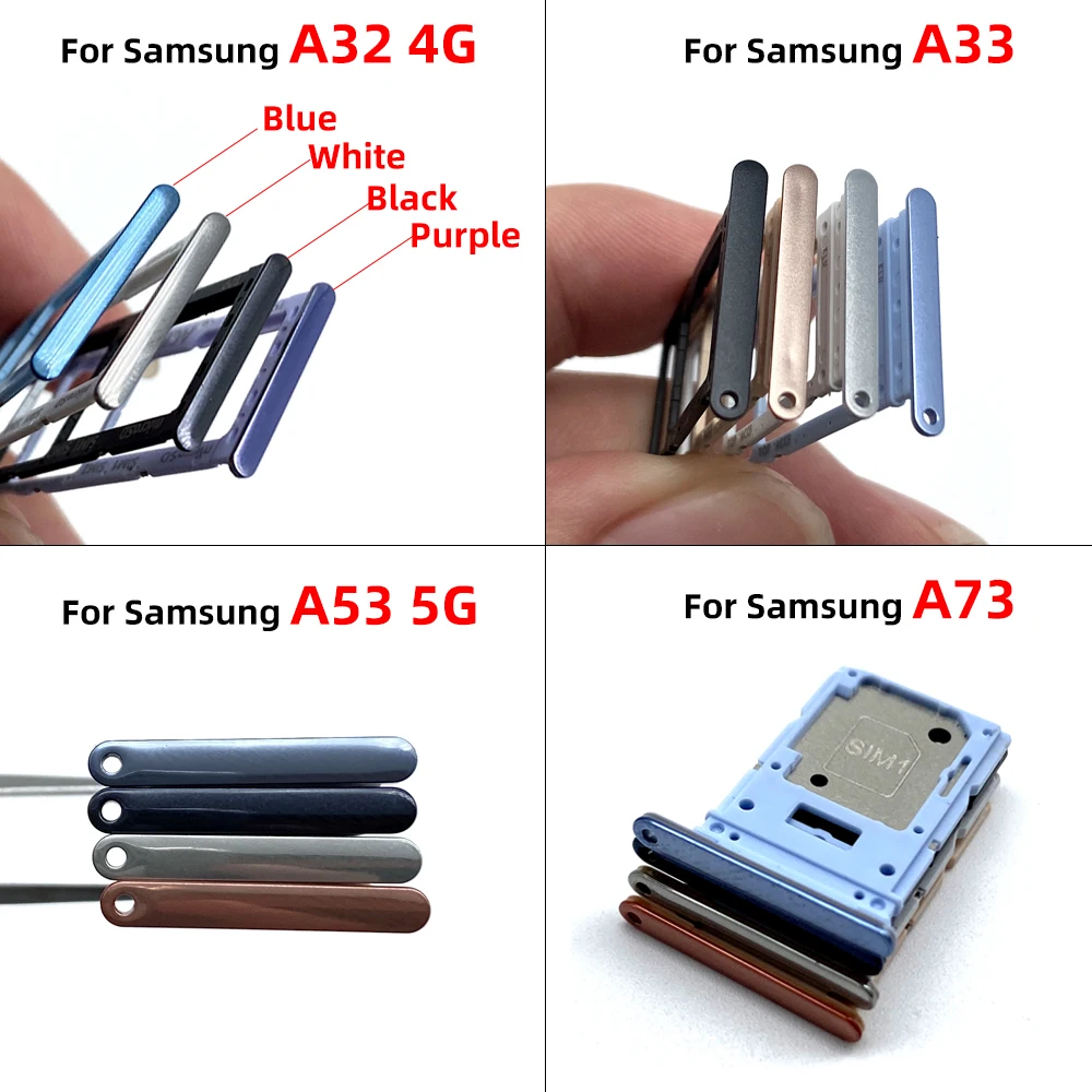 50Pcs, Dual SIM Card Tray Slot Holder For Samsung A13 A23 A33 A53 A73 A22 A32 A52 A72 4G 5G Replacement Parts Mix Color