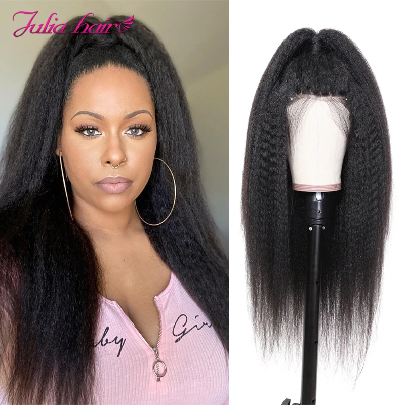 

Julia Hair Kinky Straight Lace Wig 16-24inch Brazilian Kinky Straight Human Lace Front Wig Affordable Human Hair Wigs For Women