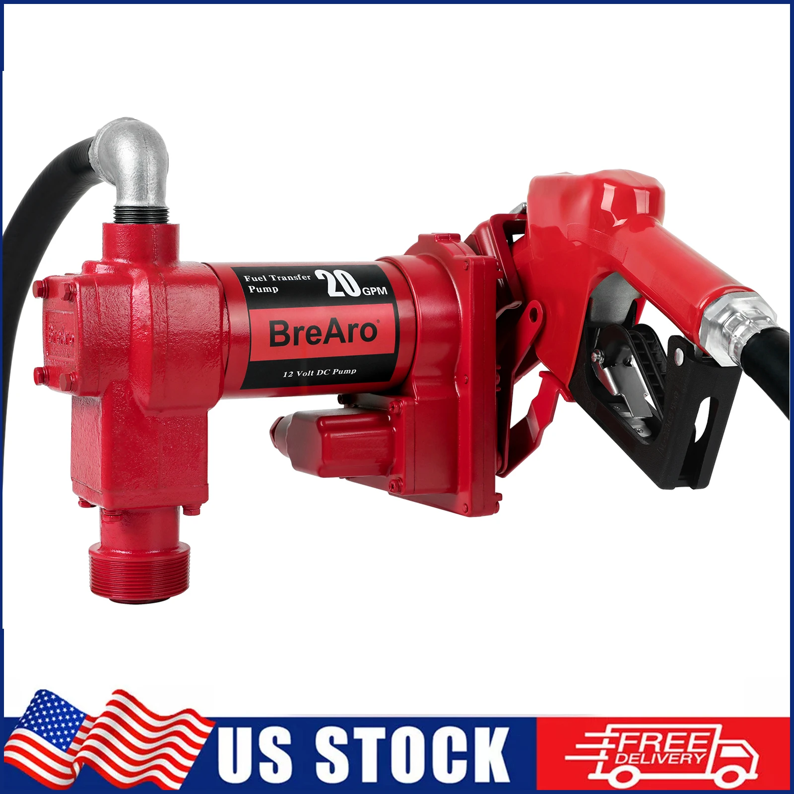 

Насос для перекачки топлива 12 В, 20 галлонов в минуту с выпускным шлангом и автоматической насадкой для масла, топлива, дизеля, биодизеля, этанола, метанола, смешивания керосина