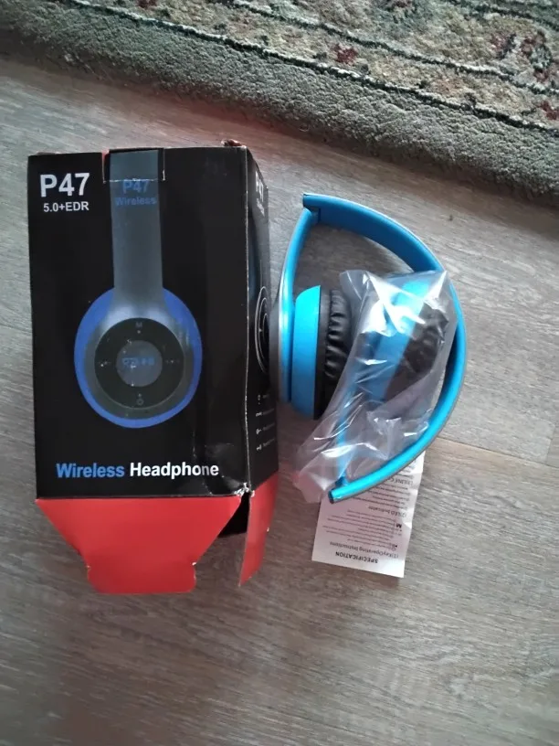 P47 Bluetooth 5.0 Wireless Headphone Foldable HIFI Stereo Bass Earphone Kid Helmet Gift With Mic USB Adaptor For iPhone Game photo review