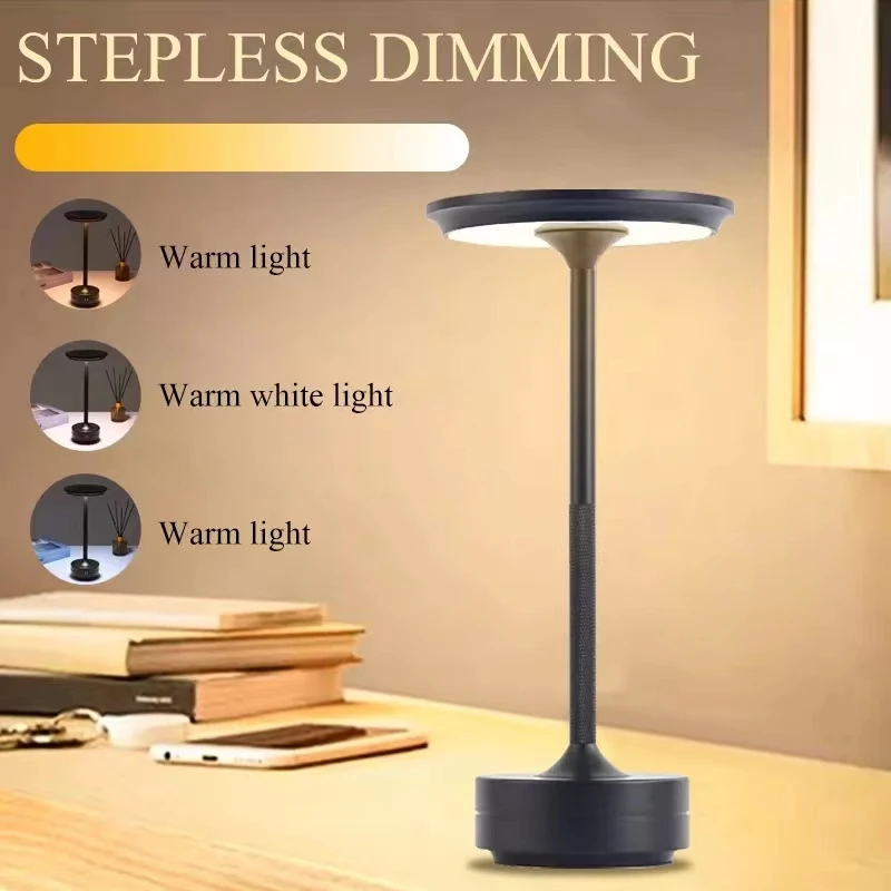 Touch Sensor Bar ambient metallic table Lamp Rechargeable for Restaurant Cafe Cordless Table Lamps Dimmable for Bedside Decor