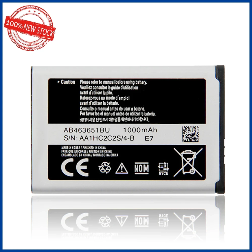 Original 1000mAh AB463651BU Battery For SAMSUNG W559 s5620 $5630C C3200F339 S5296 C3322 GT-C3530 GT-S5610 Replacement Batteria