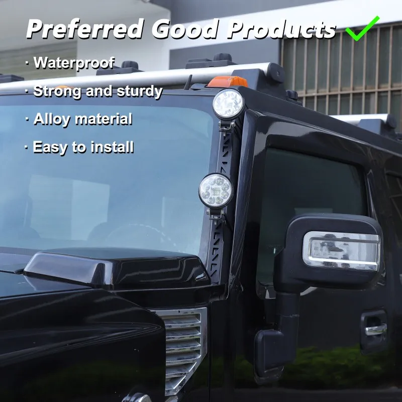 

2PCS Carbon Steel Car Front Windshield Search Light Bracket Holder For Hummer H2 SUV SUT 2003-2007 Hood Spot Light Mount