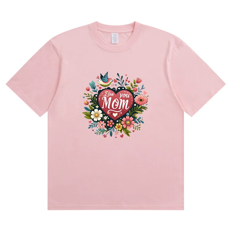 Summer New I Love You Mom Garland Magpie Fashion Sports Women's T-Shirt Harajuku Graphic Clothing Women's Top,Drop Ship