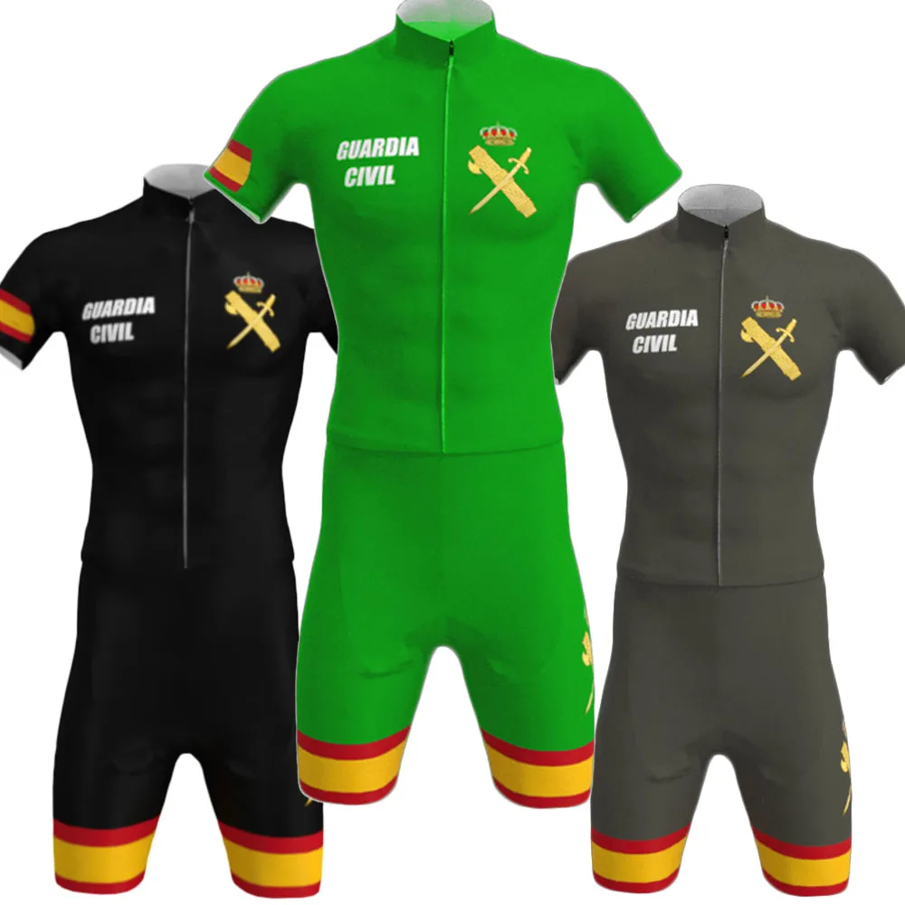 Conjunto de Ropa de Ciclismo de la Guardia Civil para hombre, camiseta verde de Ciclismo, traje de bicicleta de carretera, pantalones cortos de babero, Maillot de Ciclismo de montaña, 2024