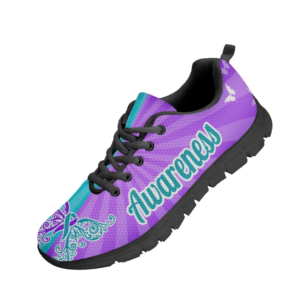 INSTANTARTS Autumn Comfort Sneakers  Autism Awareness Aids Butterflies Design Lightweight Lace-up Flat Shoes Classic Sport Shoes