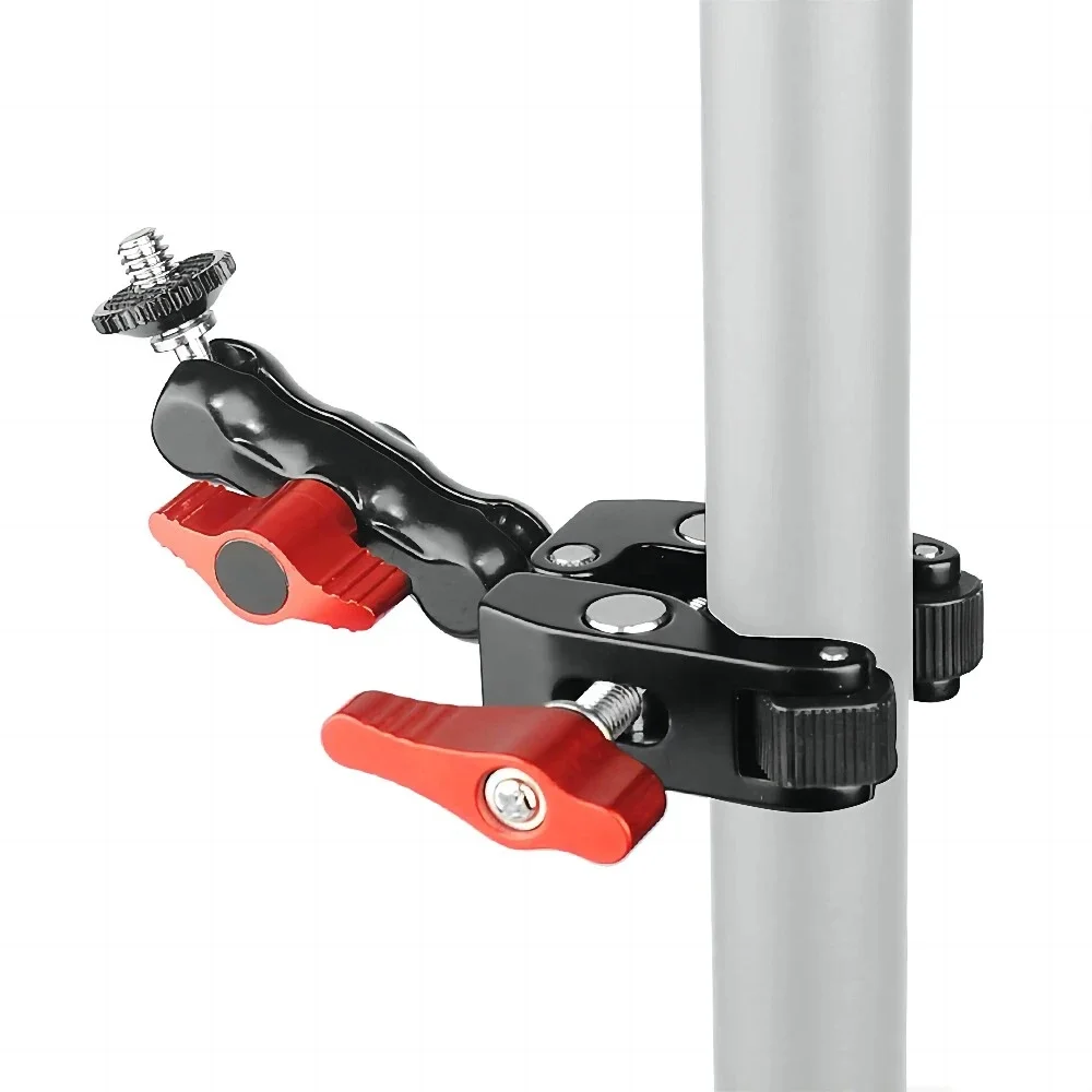 Moniteur de montage sur pince pour caméra Super Clamp 360 ° Adaptateur de tête sphérique à Double bras magique pour appareil photo reflex numérique/Gopro/lumières LED/téléphone