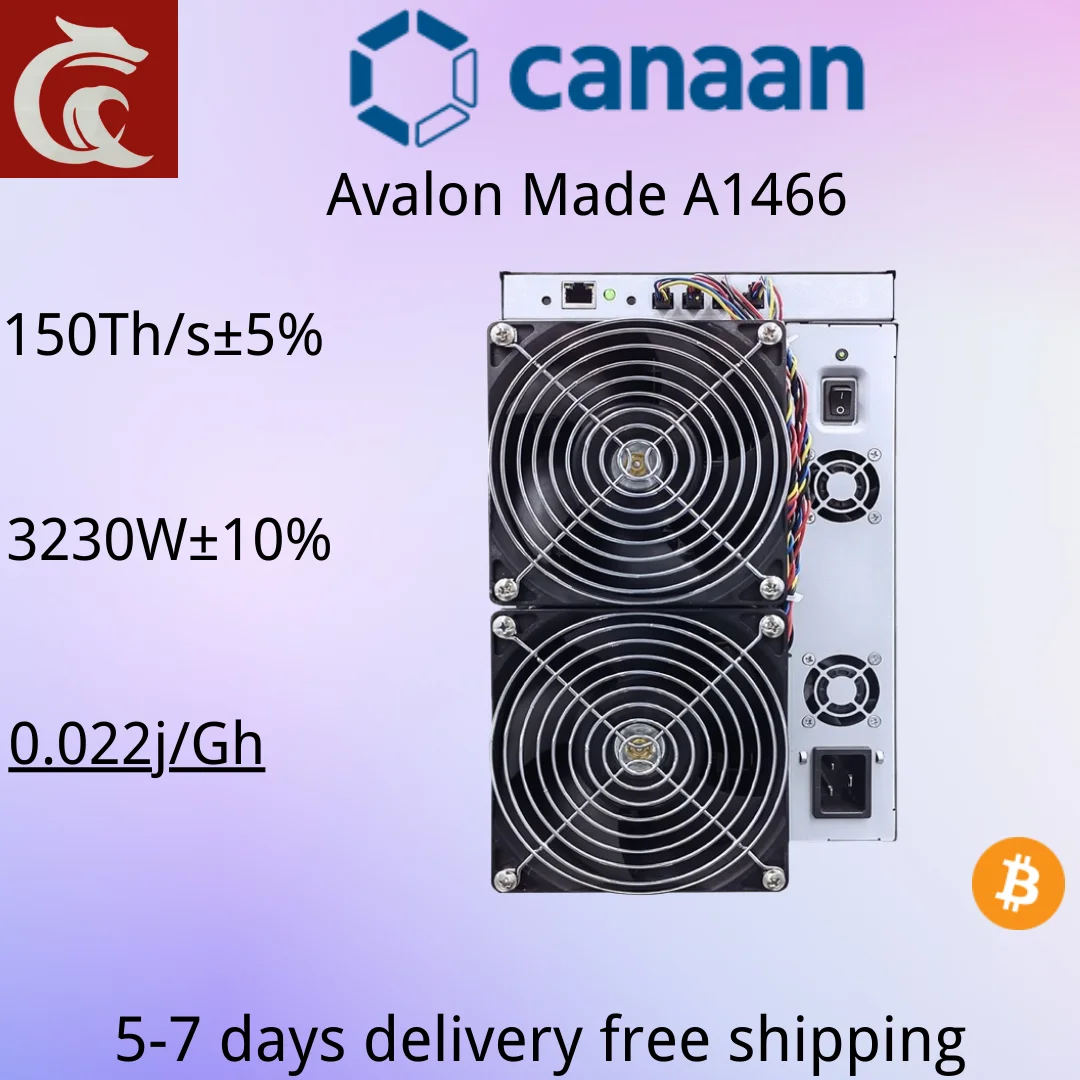 CANAAN Avalon A1466 150T With PSU BTC BTH Asic Miner Machine PK A1566 A1326 Antminer S21 PRO T21 S19K l7 ks5 ks3m