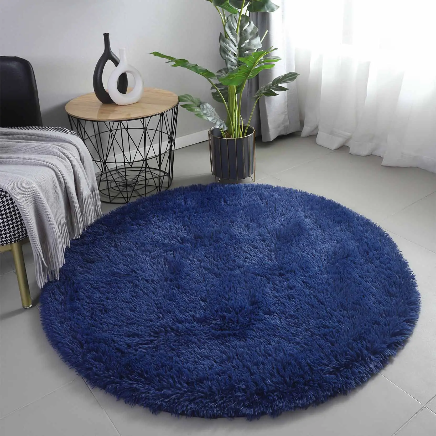 2,00 X Blue 2,00 Extra Soft Round Happy Carpet