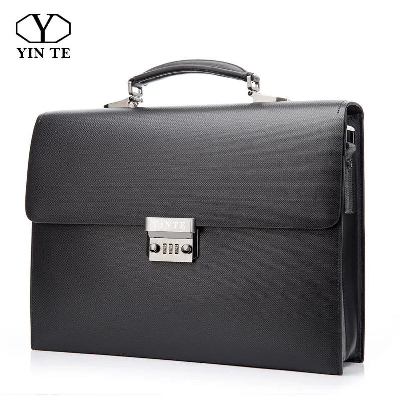 Men Briefcase Bag for Documents Designer Leather Black Handbags Messenger Bag Portfolio Maletines