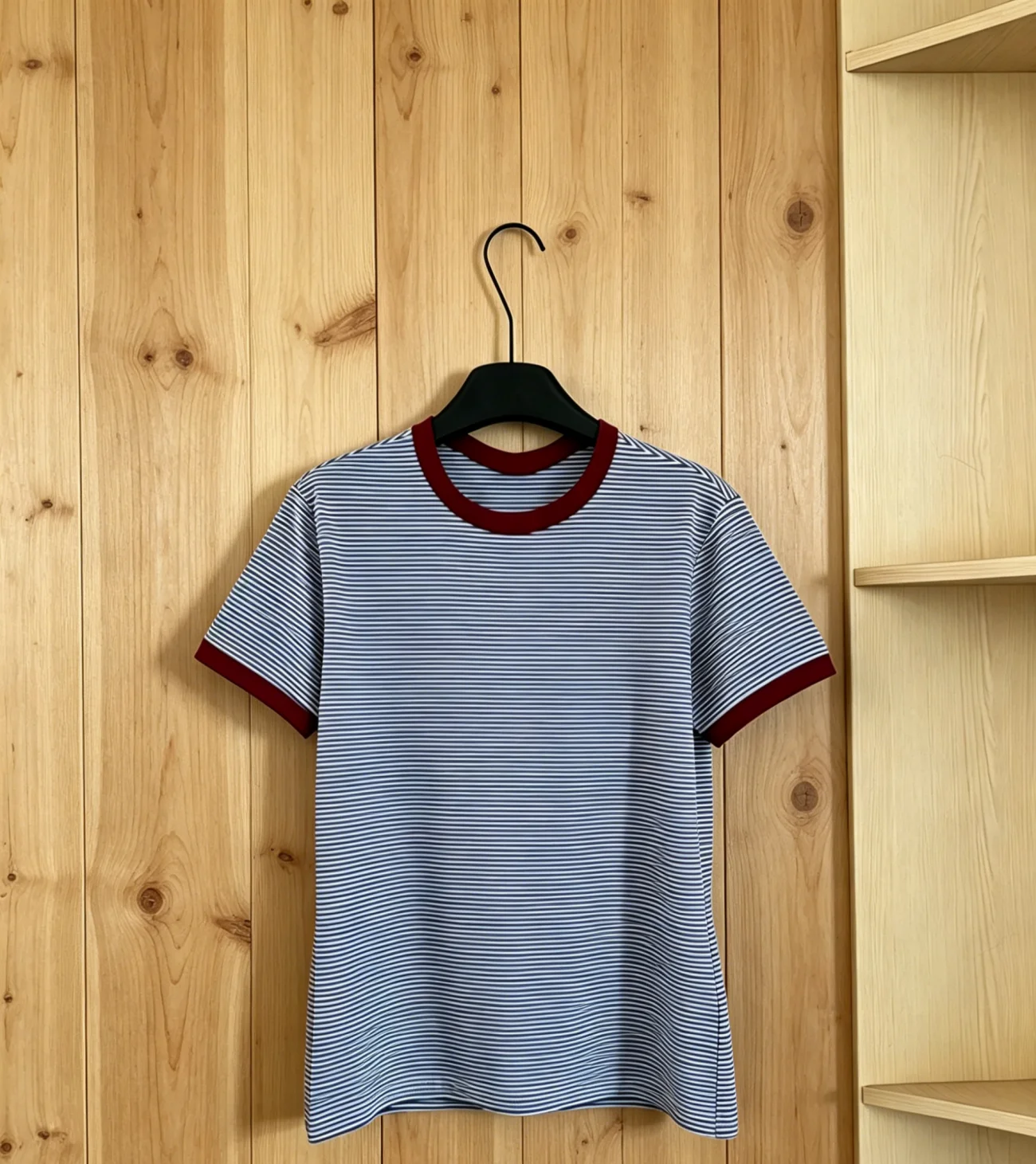 2026 New Style Womens Red and Blue Striped T Shirt Size M L Retro and Elegant Code 044