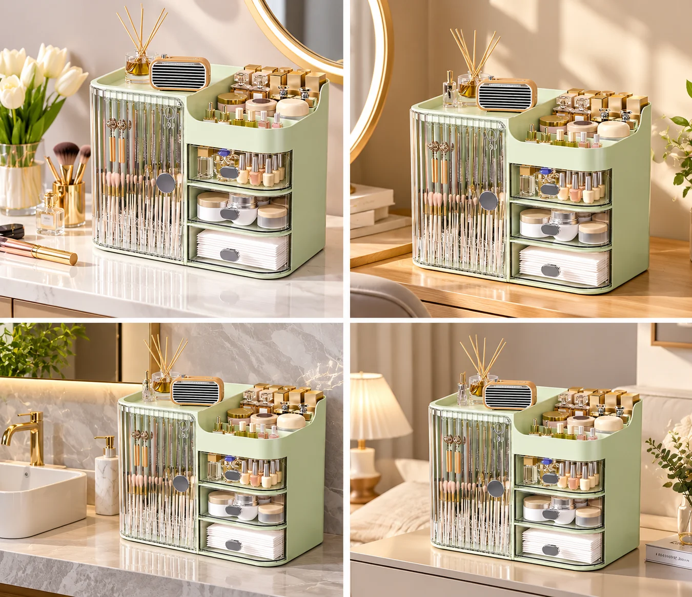 Three-Drawer Makeup Organizer with Mirror — product information 3