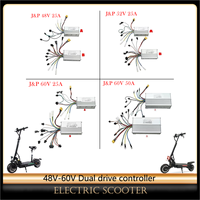 FLJ Electric Scooter JP 48V/52V/60V Dual Drive DC Brushless Controller Without Hall Line For 800W 1600W Motor E Scuter Parts