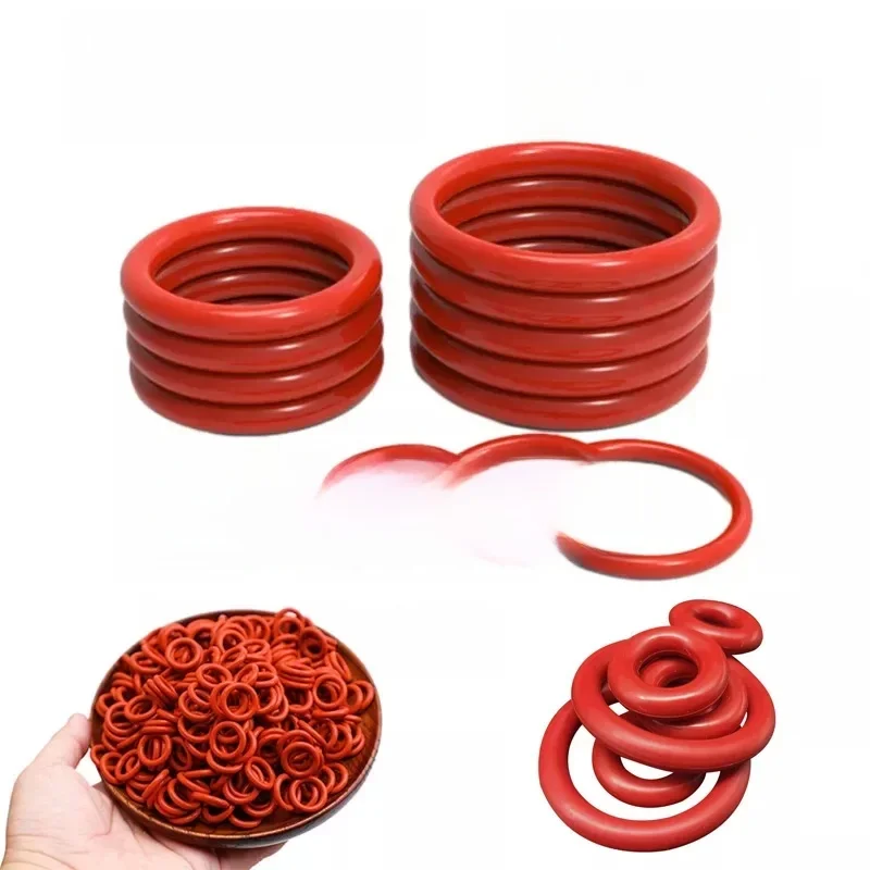 Joint torique VMQ en Silicone rouge CS 4mm 5mm, joint métrique de qualité alimentaire, étanche et isolé OD 15mm ~ 90mm, 10 pièces/lot