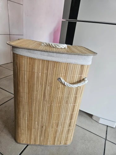 Cesto de Roupa Suja Bambu Dobrável 40x30x60cm Retangular Organizador Premium IZEHOME PRO photo review