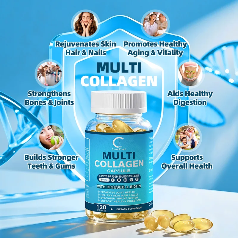 GPGP GreenPeople Collagen Capsules with Hyaluronic Acid ,Biotin and Vitamin C for Hair,Skin,Nails for Women & Men Anti-Aging Support Immune System and Digestive Health
