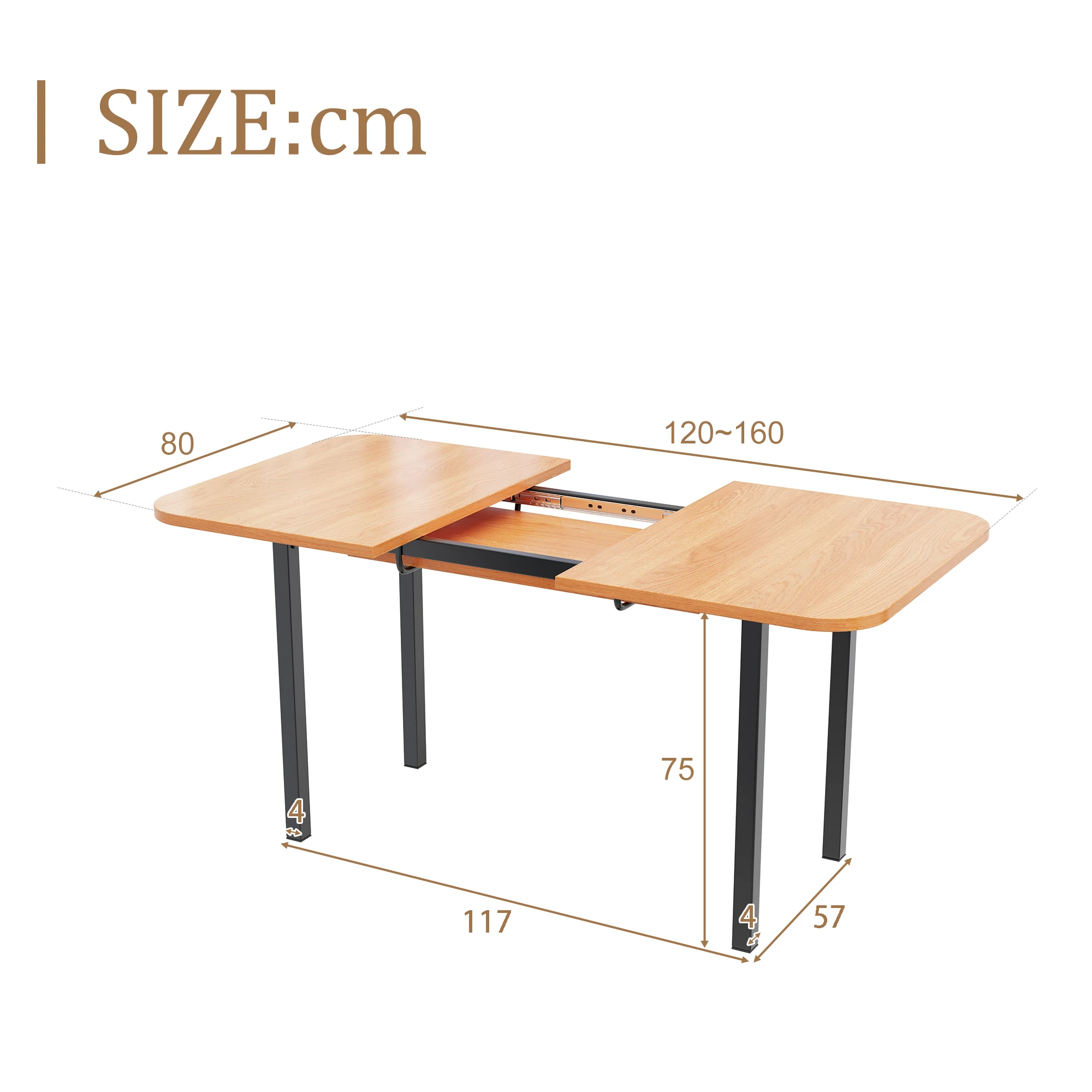 Image 7: Table à manger extensible, tables pliantes 120/160*80*75 cm, table de loisirs rectangulaire pour salon, table pliable et rangable, naturelle