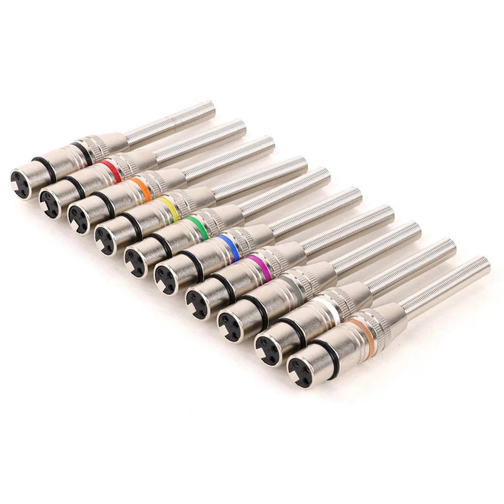 10pcs 3Pin XLR Male/Female Wire Connector Solder Type Audio Socket Microphone Line Plug Zinc Alloy Housing Silver Plated Contact