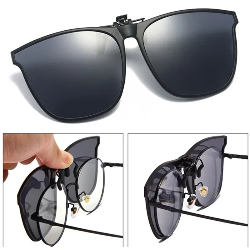Polarisierte Clip Auf Sonnenbrille Männer Auto Fahrer Brille Nachtsicht Gläser Anti Glare Vintage Quadratische Gläser Oculos