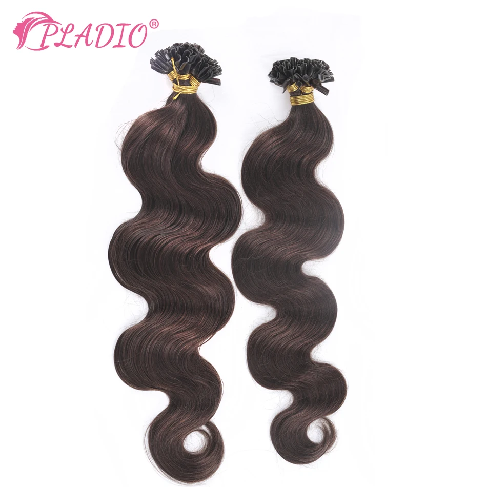 PLADIO Body Wave U Tip Hair Extensions 100% Real Remy Human Hair 12-26 Inch Pre Bonded Keratin Hair Extensions For Salon Supply