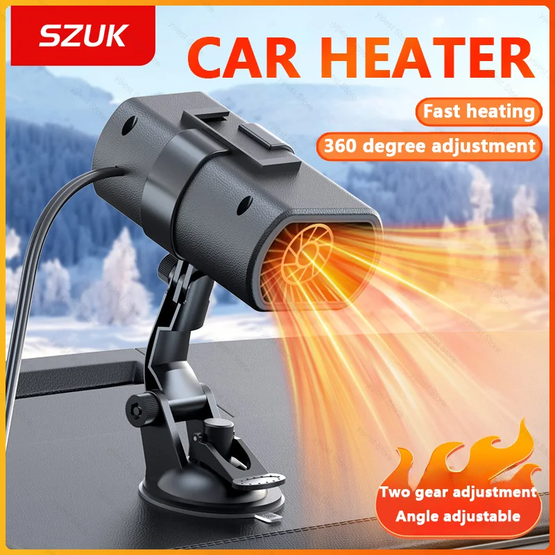 Car Heater Winter Fast Heating 12V Portable Electric Heated Fan Windshield Defogging Heating For Car Battery Voltage 12V