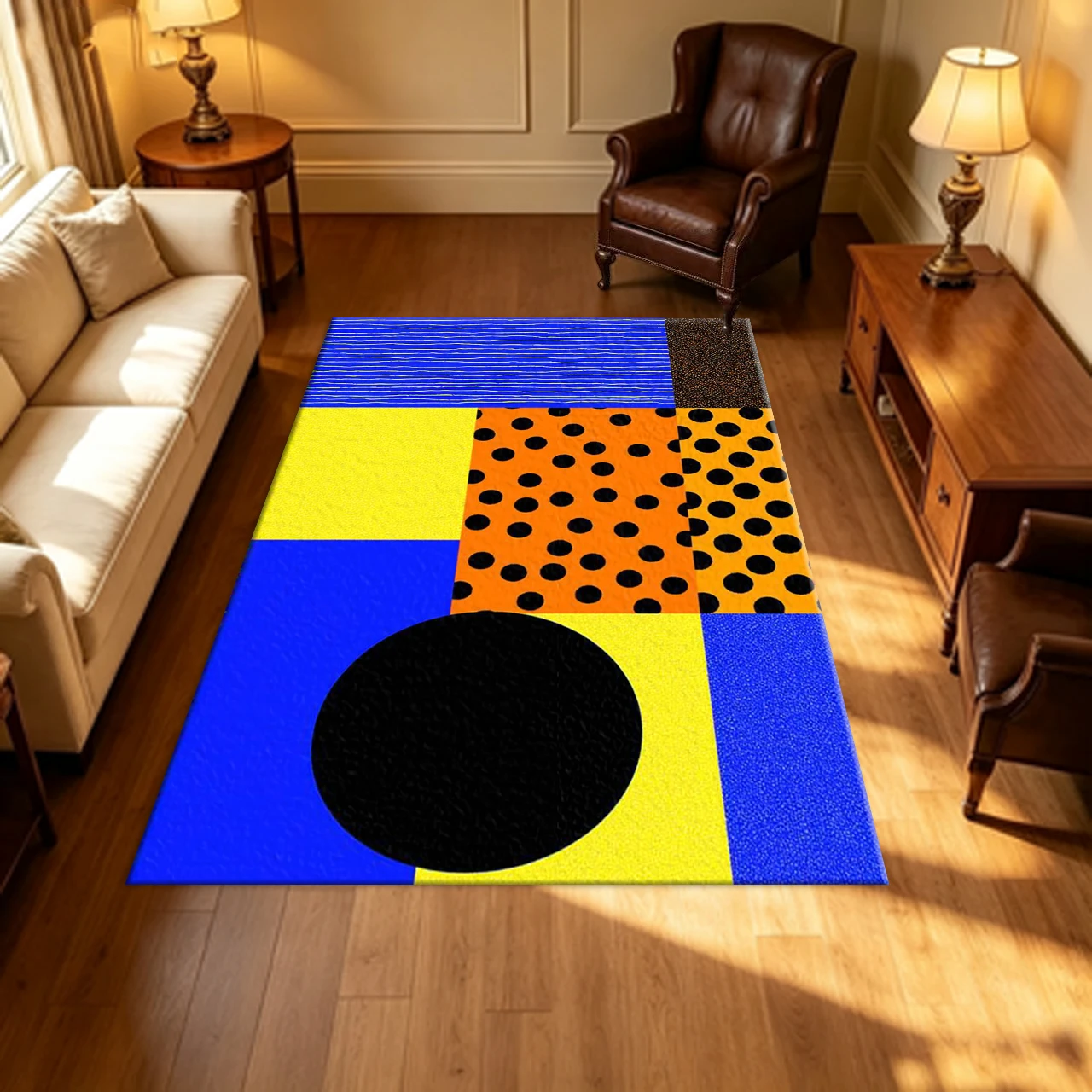 Pop Art Dots Stripe Geometric Carpet Flooring Bright Color Home Living Room Bedroom Area Rug Indoor Floor Decoration