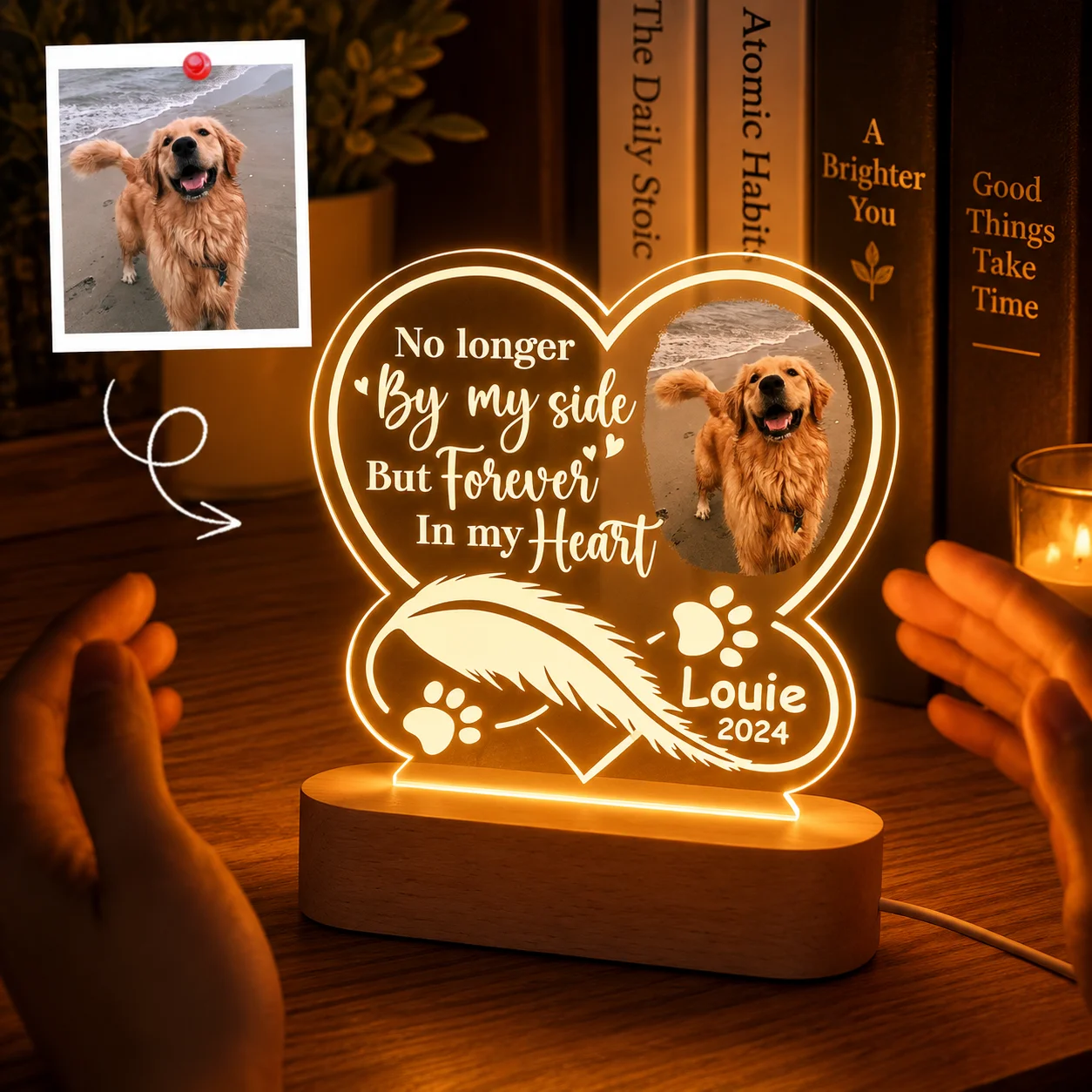 Personalized Custom Pet Memorial Night Light Dog Cat Photo LED Acrylic Lamp Pet Loss Gift Remembrance Plaque Decor Dropshipping