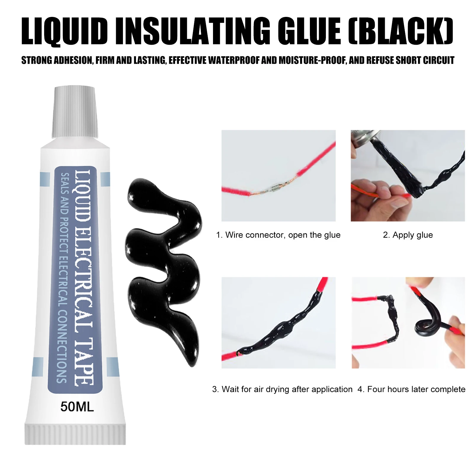 50ml Liquid Insulation Tape Super Adhesive Cast Iron Repairing Waterproof Fast Dry Temperature Resistance for Circuit Boards
