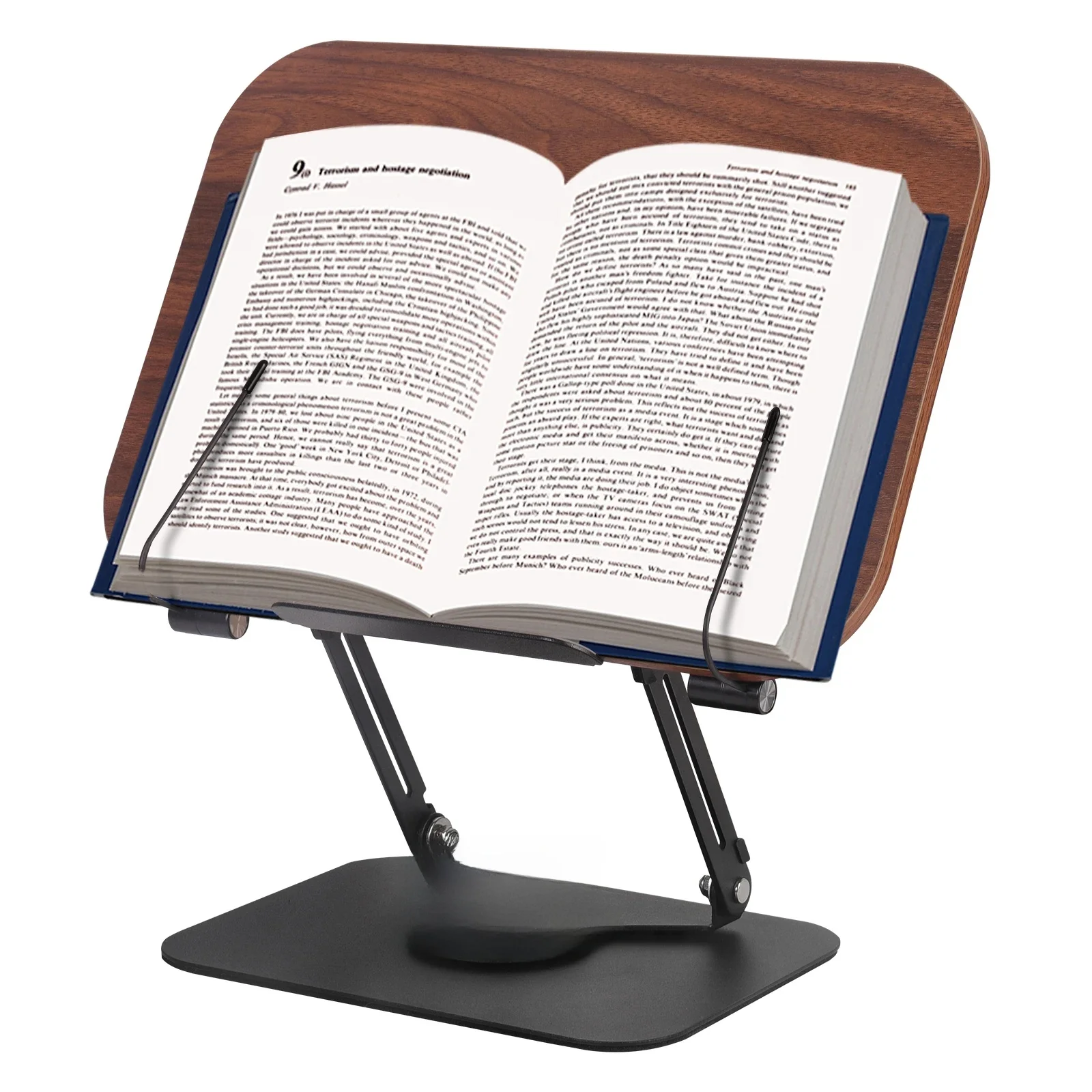 Boekenstandaard voor lezen Verstelbare boekenhouder met 360° °   Roterende basis, elastische paginaclips, opvouwbare desktop-riserstandaard - afbeelding 2