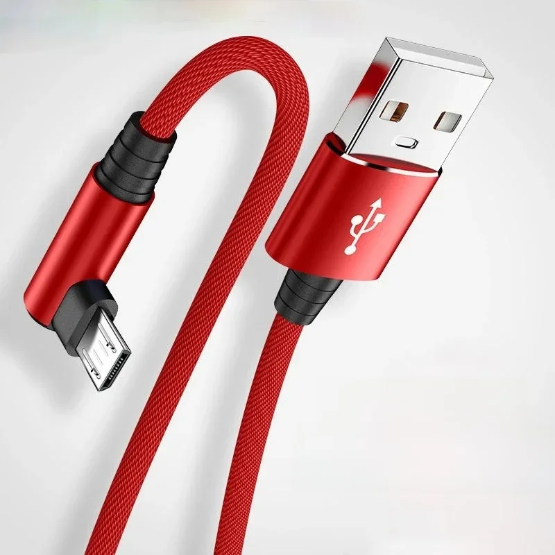 Micro câble USB 3A, coude à 90 degrés, câble de données, cordon de chargeur pour Samsung Xiaomi, accessoires de téléphone portable, câble Usb de charge rapide