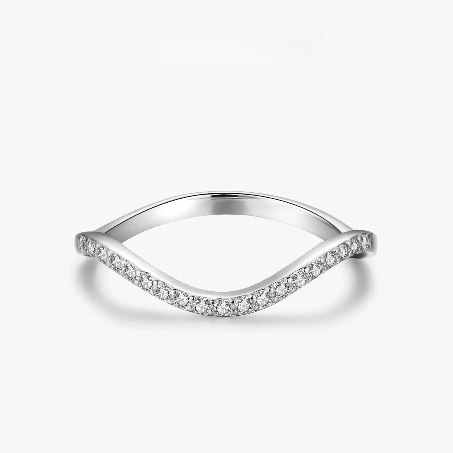 Ailmay Fashion Wave Ring Genuine 925 Sterling Silver Geometri Stackable Clear CZ Rings For Women Girls Party Akcesoria Biżuteria — zdjęcie 2