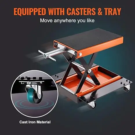 1100 LBS Motorcycle Lift ATV Scissor Lift Jack with Dolly & Hand Crank